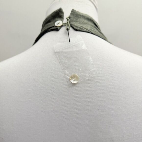 NWT Easel Linen Blend Olive Green Halter Sundress Fringed Hem Women’s Medium - Picture 5 of 10